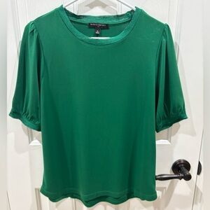 Banana Republic Emerald Green Short Sleeve Puff Shoulder Top